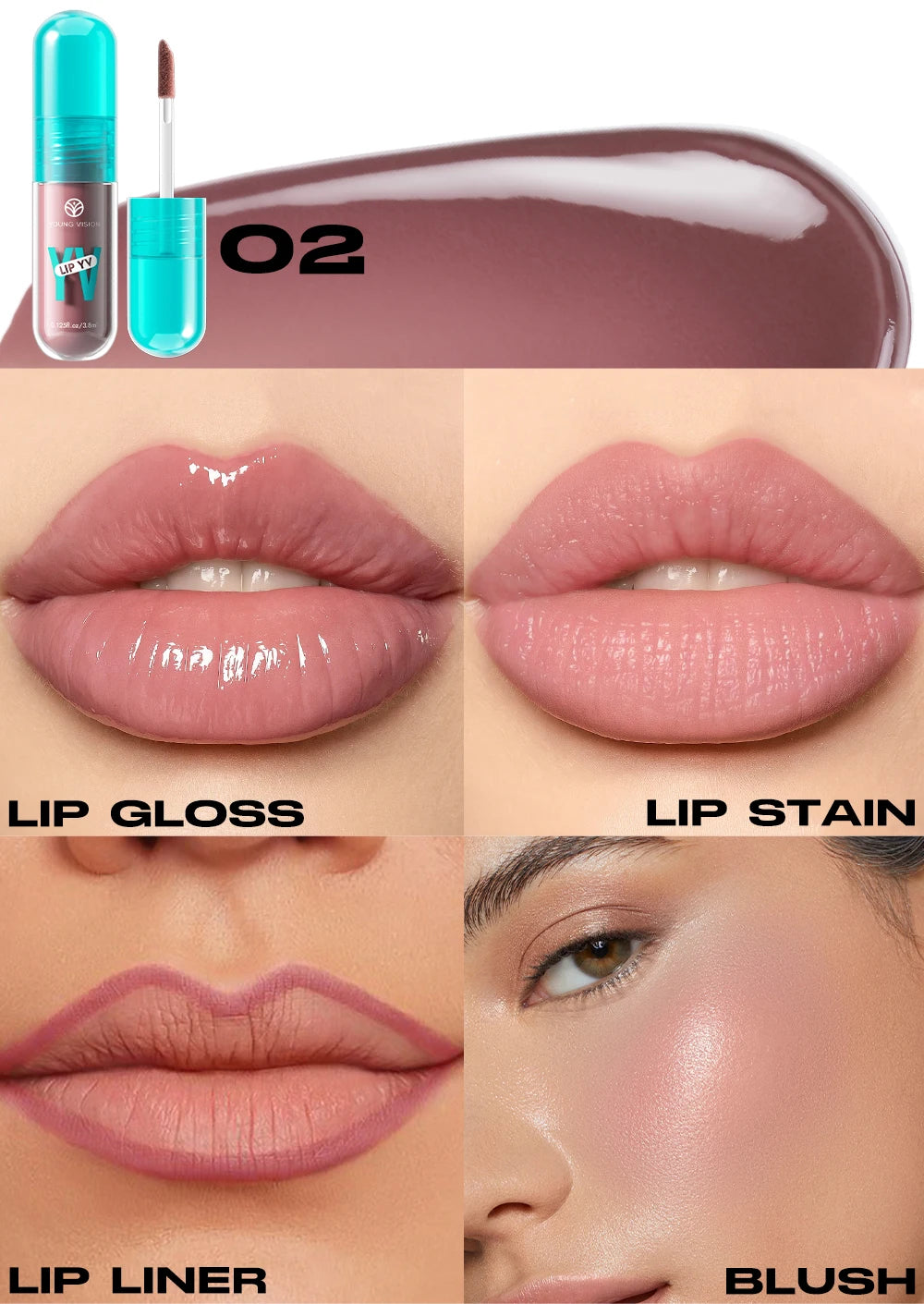 YOUNG VISION 6-Shade Avocado Long-Lasting Moisturizing Lip Stain is lightweight, non-sticky, non-stick cup lip stain