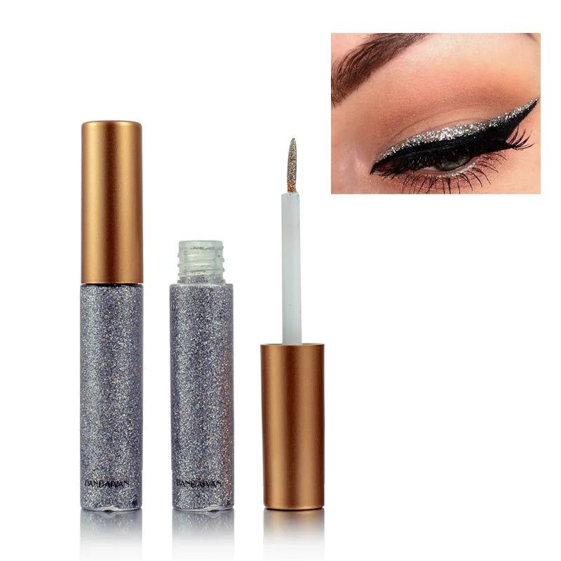 Long Lasting Glitter Eyeliner Kit 10 Vibrant Shades Metallic Sparkle Smudge Proof Easy Apply Eye Liner Makeup Set