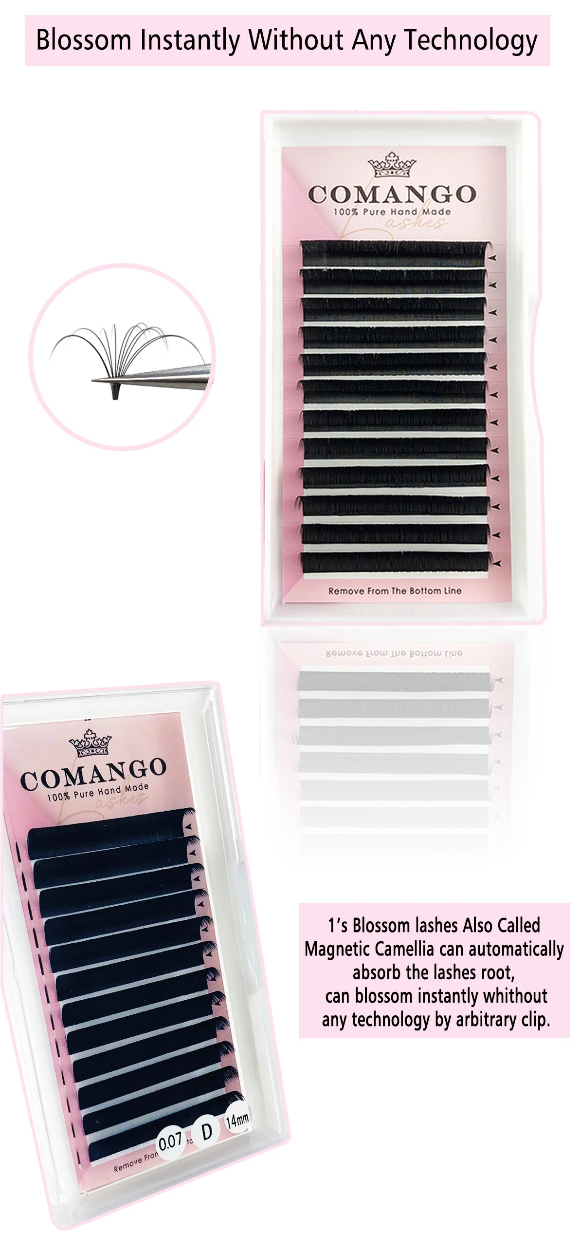 CoMango Easy Fan Lashes Extension DIY 2d/3d/4d/10d Faux Mink Blooming Eye Lash Extensions 0.03/0.05/0.07 Makeup Lashes