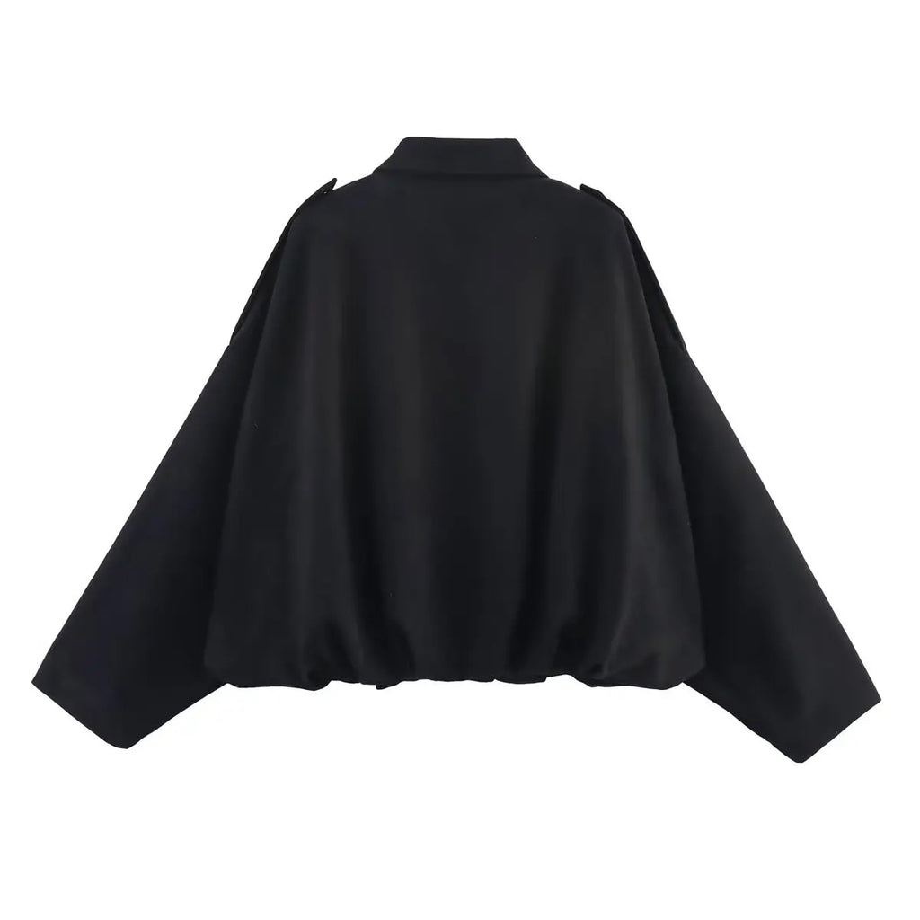 YENKYE New 2025 Women Suede Textured Bomber Jacket Long Sleeve Lapel Collar Loose Coats Casual Female Outerwear Chic Tops