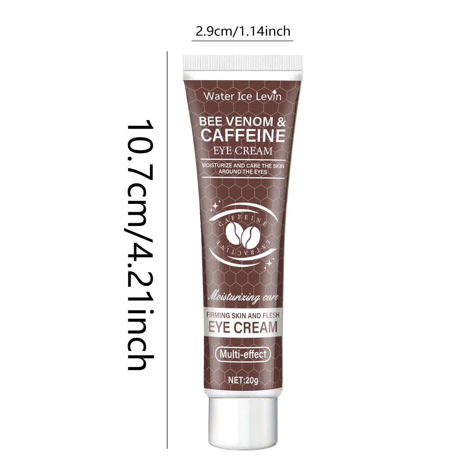 Natural Caffeine Powerful Moisturizing Firming Eye Cream 20g for Puffy and Dark Circles Post-Lifting Area after Using, Reduce Wrinkles and Aging, Light Beige Relaxation