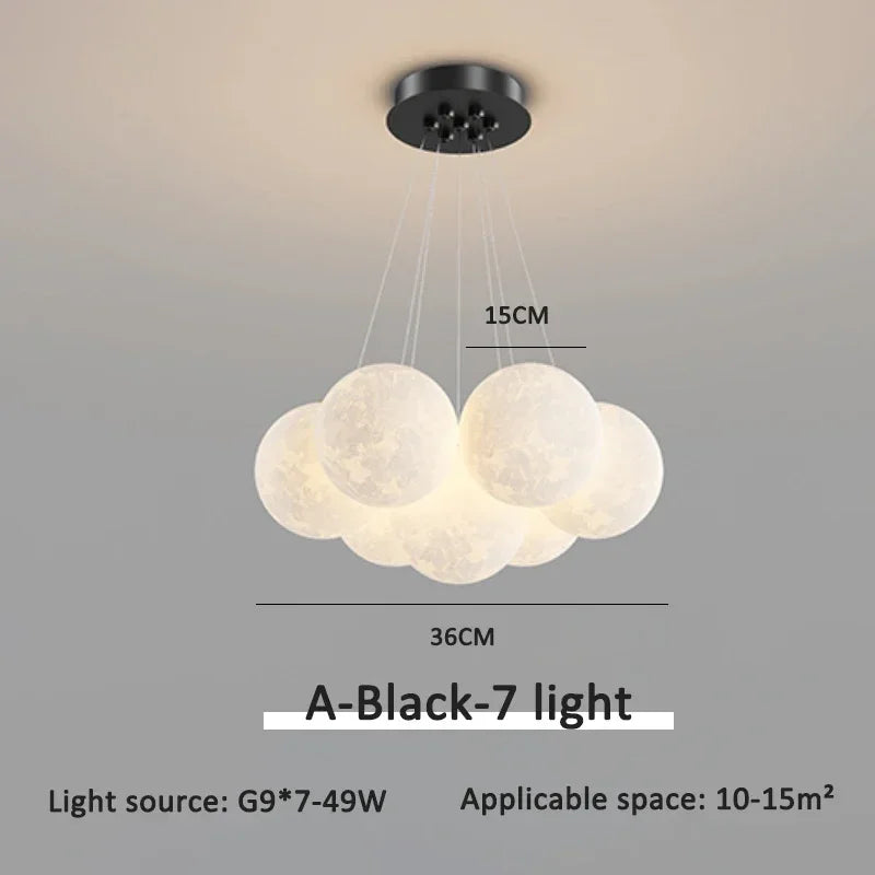 Modern Minimalist LED Ceiling Pendant Lamps Design Cream Ball Chandelier Light Home Decor for Living Dinning Room Bedroom Indoor