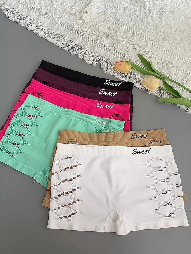 Seamless Sports Underpants Skirt Seamless Knickers Shorts Under The Skirt Sexy Side Mesh Hollow Out Boxer Panties Safety Panty