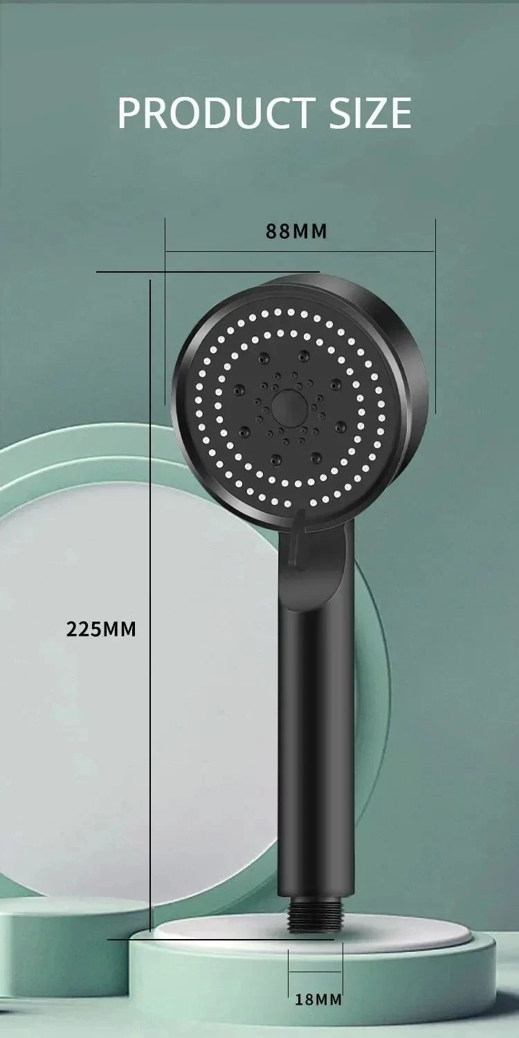 Booster Shower Head 5 Modes Household Adjustable High Pressure Water Massage Shower Head Handheld Spray Shower Bathroom Supplies