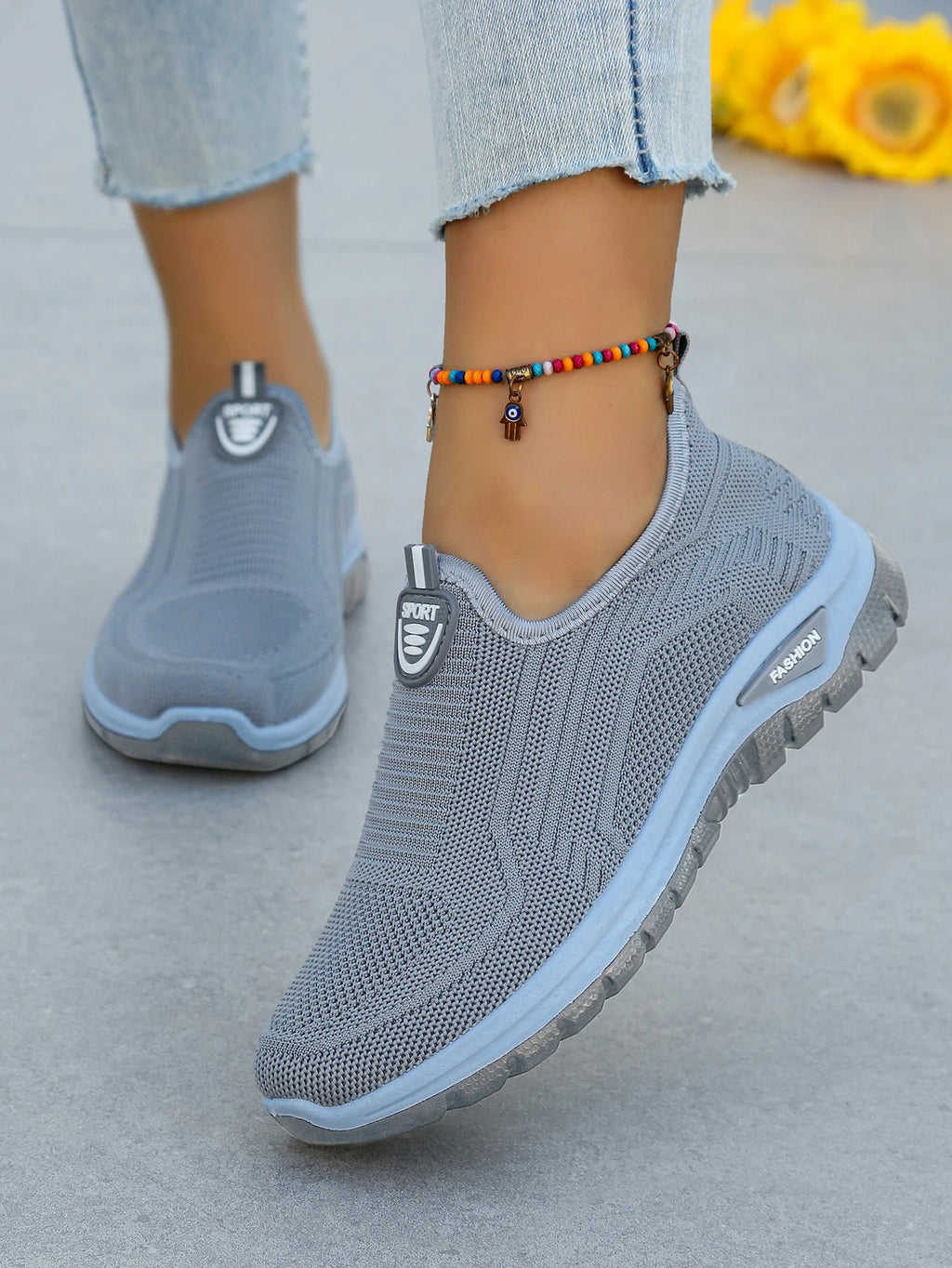 Women's Summer New Breathable Slip-On Shoes Soft Bottom Lightweight Comfortable PVC Material Casual Shoes Easy to Wear