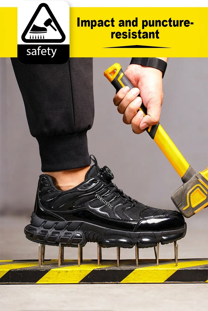 Men's Rotary Button Safety Shoes Anti-Impact Anti-Piercing Indestructible Work Shoes Fashionable Comfortable Safety Sneakers for