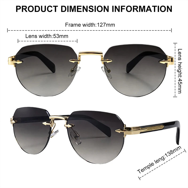2026 Fashion Square Rimless Sunglasses Women Vintage Gold Metal Frameless Polygon Sun Glasses Lady Pilot Eyewear Cut Edge Shades