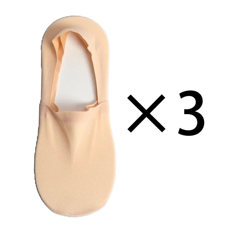 3 Pairs Men's Boat Socks 100% Cotton Deodorant Sweat Absorption Mesh Invisible Sock Thin Breathable Silicone Non-slip Silk Socks