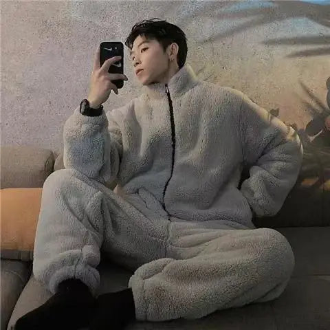 2024 Winter Men's and Women's Underwear Set Pajamas Winter Thick Velvet Coral Flannel Home Clothes Pajamas