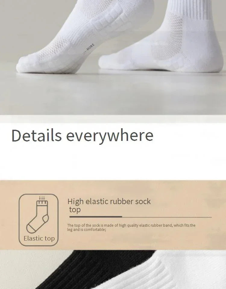 10pairs HLHYX Socks Men's Cotton Deodorant Winter Towel Bottom with Mid-tube White Stockings Thickened Sports Basketball Socks