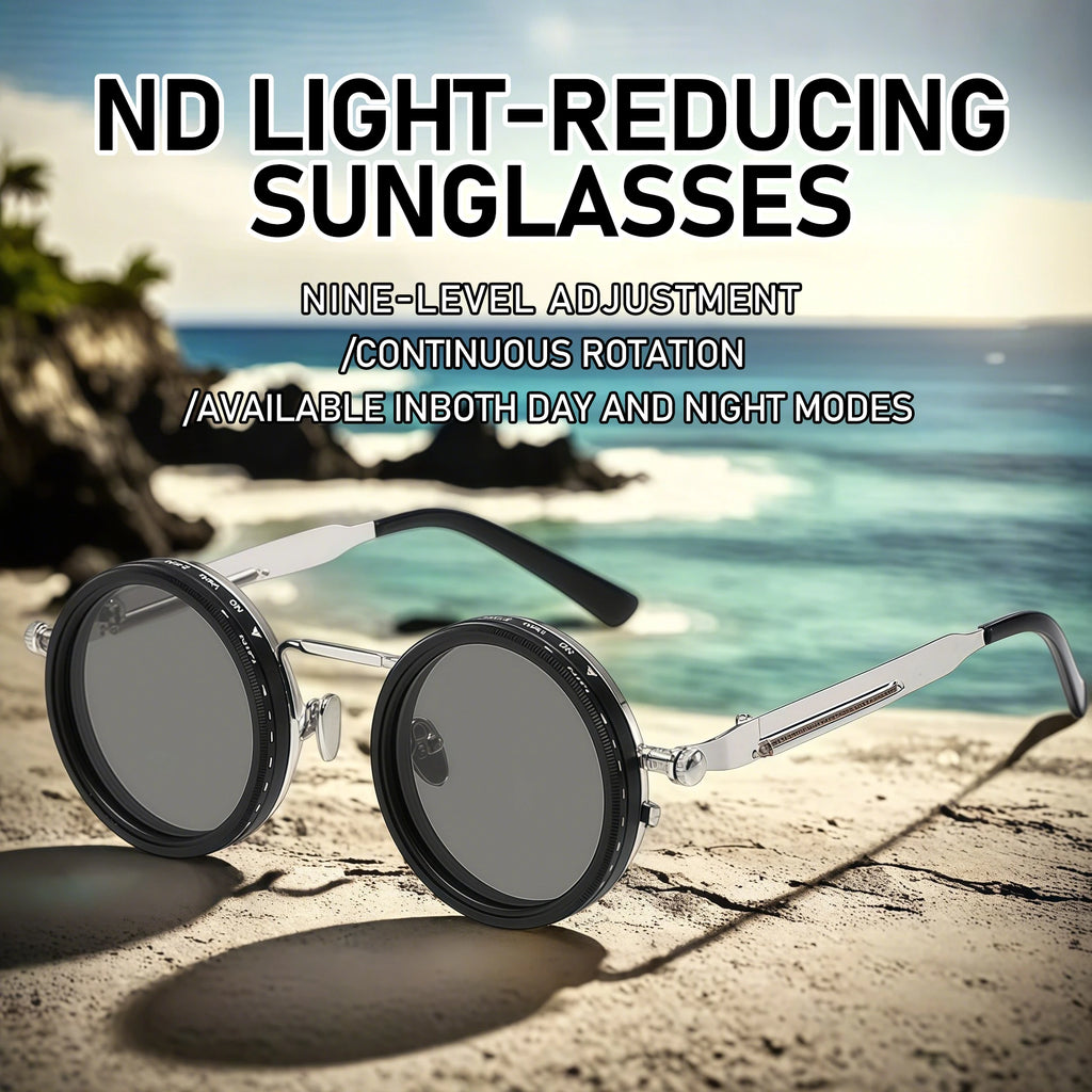 Polarized Round Sunglasses ND9 Adjustable Dimming Sun Glasses Steampunk Men Women Retro Punk Fishing Eyewear Outdoor With Case