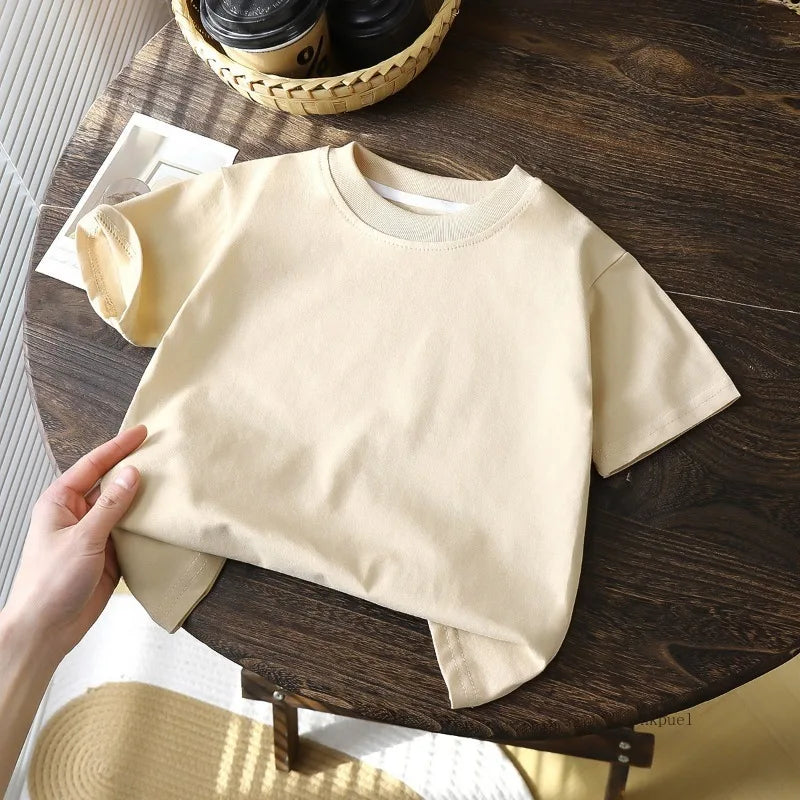 Children's Cotton Short Sleeve White Red Black T-shirt Girls' Summer Baby Clothes Kids Boys' Tops