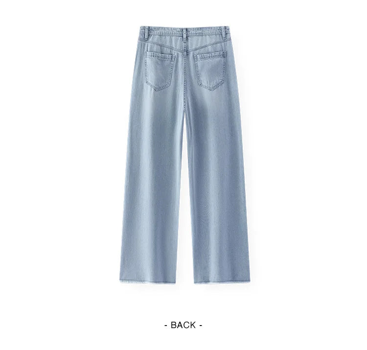 Semir Women Jeans Antibacterial 2026 Cooling Raw Hem Wide Leg Urban Casual Everyday Style Soft Comfortable Daily Wear Trendy