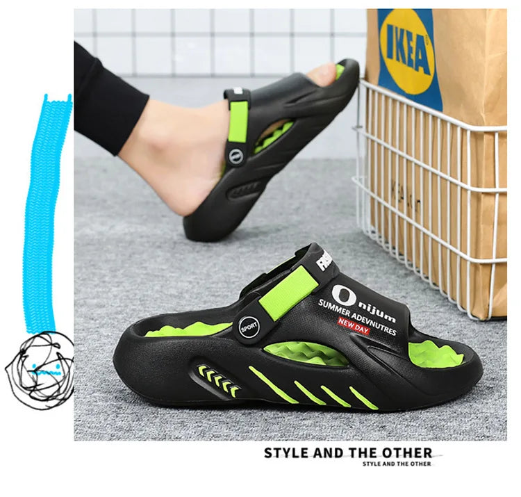 Pallene Summer Men's Slippers EVA Lightweight Slides Indoor Outdoor Sandals Leisure Beach Shoes Comfort Soft Sole Men's Slippers