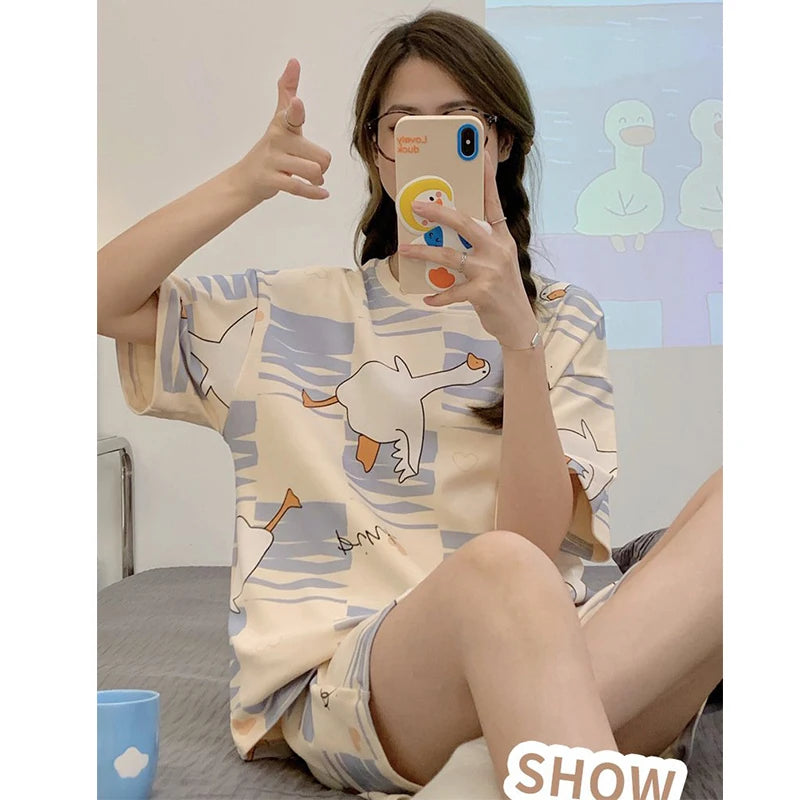Sleepwear Set Women Short Pajamas for Women Women's Summer Pajamas Pajama Sets Pijama Woman Home Wear Panties Sleep Lounge