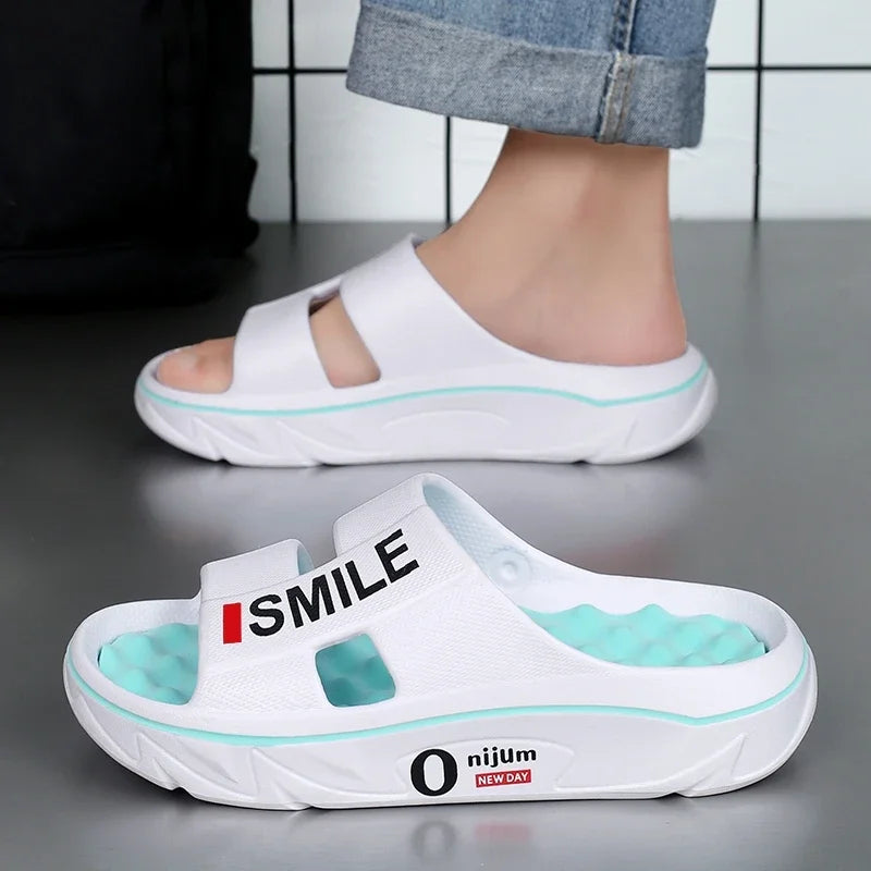 Summer New Men's Massage Slippers Indoor Outdoor Sandals Beach Men Casual Shoes Soft Slides Flip-flops Men Women Home Slippers