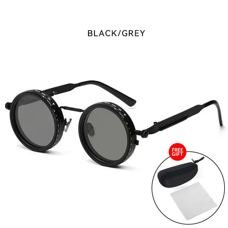 Polarized Round Sunglasses ND9 Adjustable Dimming Sun Glasses Steampunk Men Women Retro Punk Fishing Eyewear Outdoor With Case