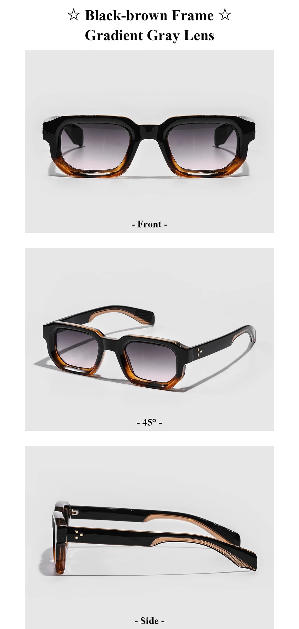 Ruiao Men Vintage Rectangle Frame Sunglasses Fashion Retro Sun Glasses Luxury Brand Design UV400 Shades Eyewear Women Sun Glasse