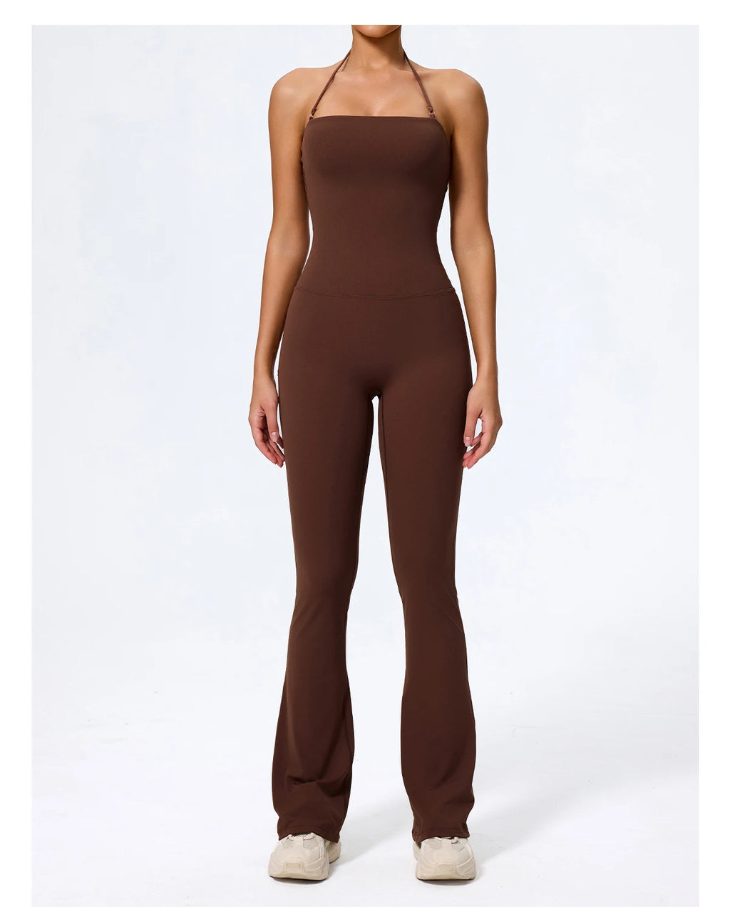 New Summer Women Sleeveless Yoga Jumpsuit Female Gym Flared Overalls Neck-hanging Backless Sportswear Sport Outfit For Woman
