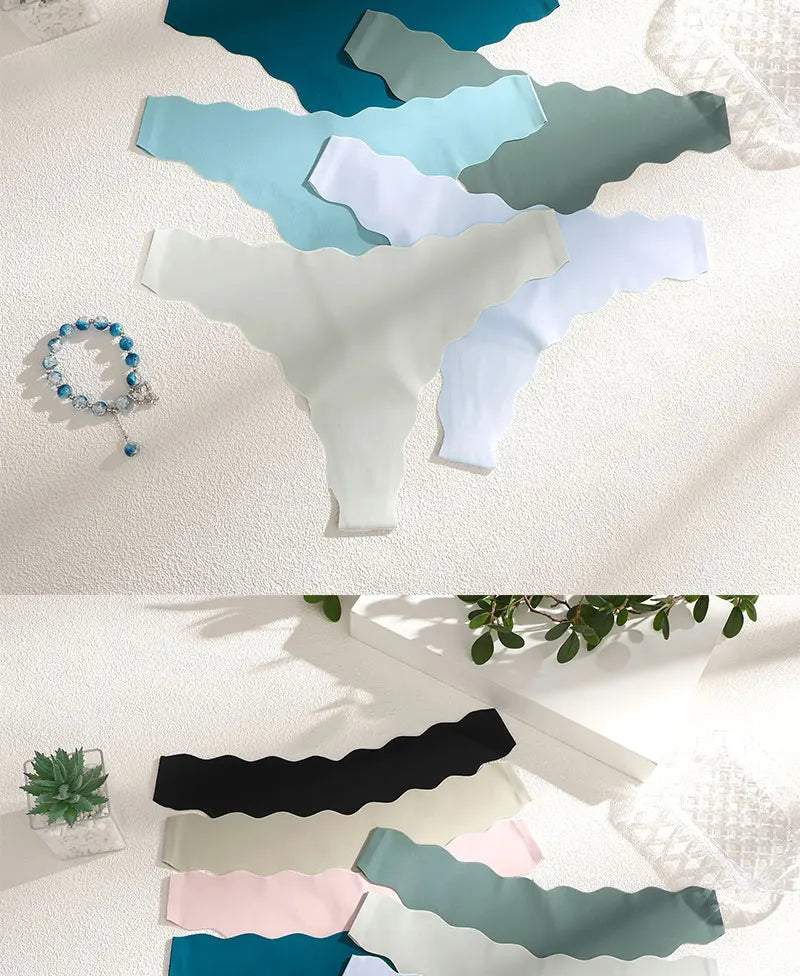 8Pcs Sexy Lingerie Women's Seamless Panties Ice Silk G-String Female Underpanties For Women Elasticity Thongs Secret G-String