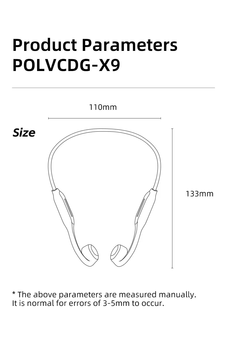 POLVCDG X9 Bone Conduction Earphones IPX8 Waterproof Open Swimming Earphones 32G Ear Hanging Earphones Tennis Running Cycling