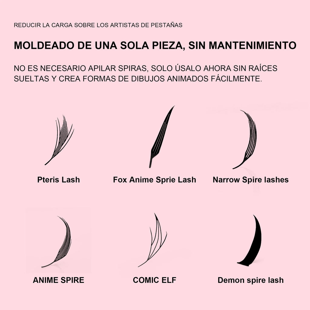 LAKANAKU Narrow Spire Eyelashes Extension Anime Lashes Spire Clusters Manga Style Feather Lightweight Premade Fans Extension