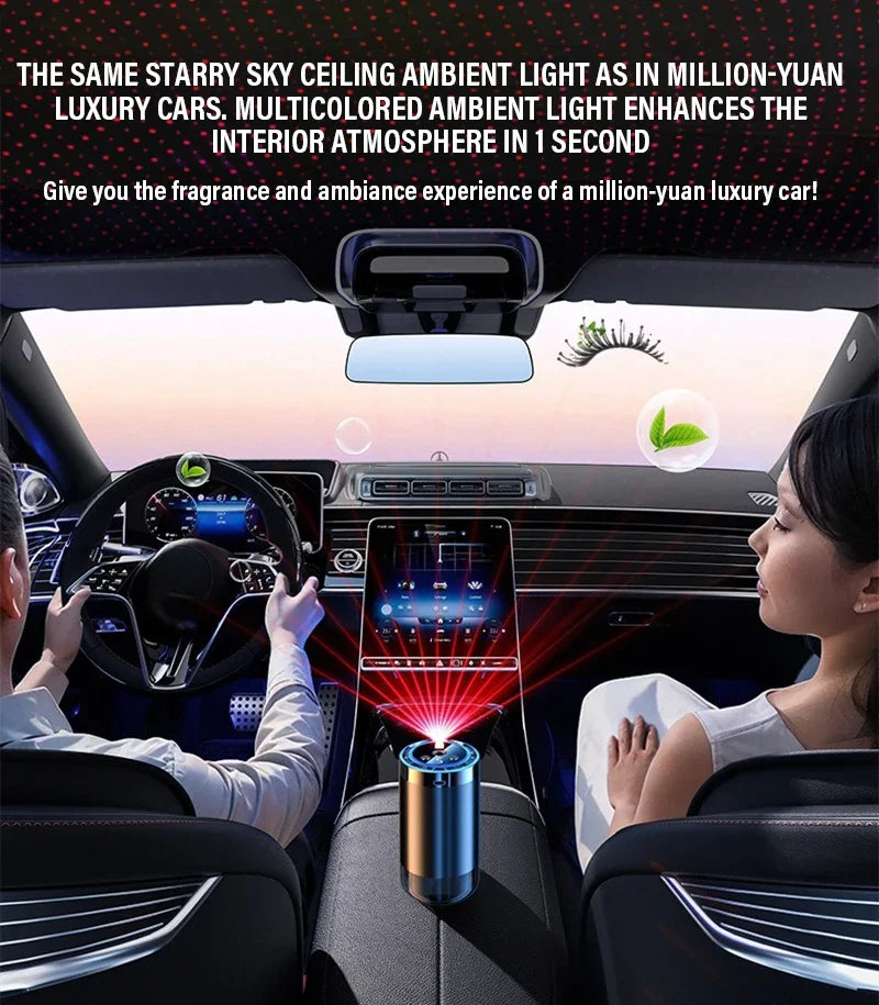 5 Modes Car Mounted Perfume Aromatherapy Automatic Spray Odor Removal Aluminum Alloy Colorful Atmosphere Light Star Ceiling