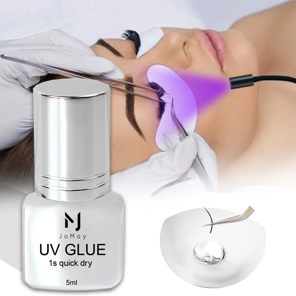 JOMAY UV Glue Lash Glue Extra Strong Eyelash Glue Extension Supplies UV Glue 5ML Waterproof Adhesive 3 bottles