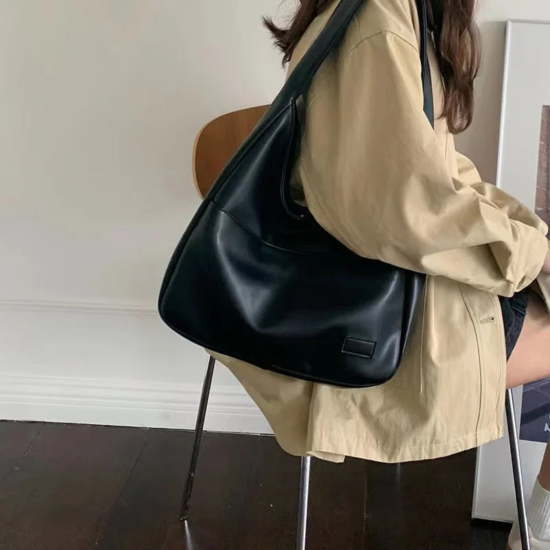 Large Capacity Tote Bag Women's New Trendy Shoulder Bag Simple and Versatile Commuter Bag Fashion Trendy Student Classroom Bag