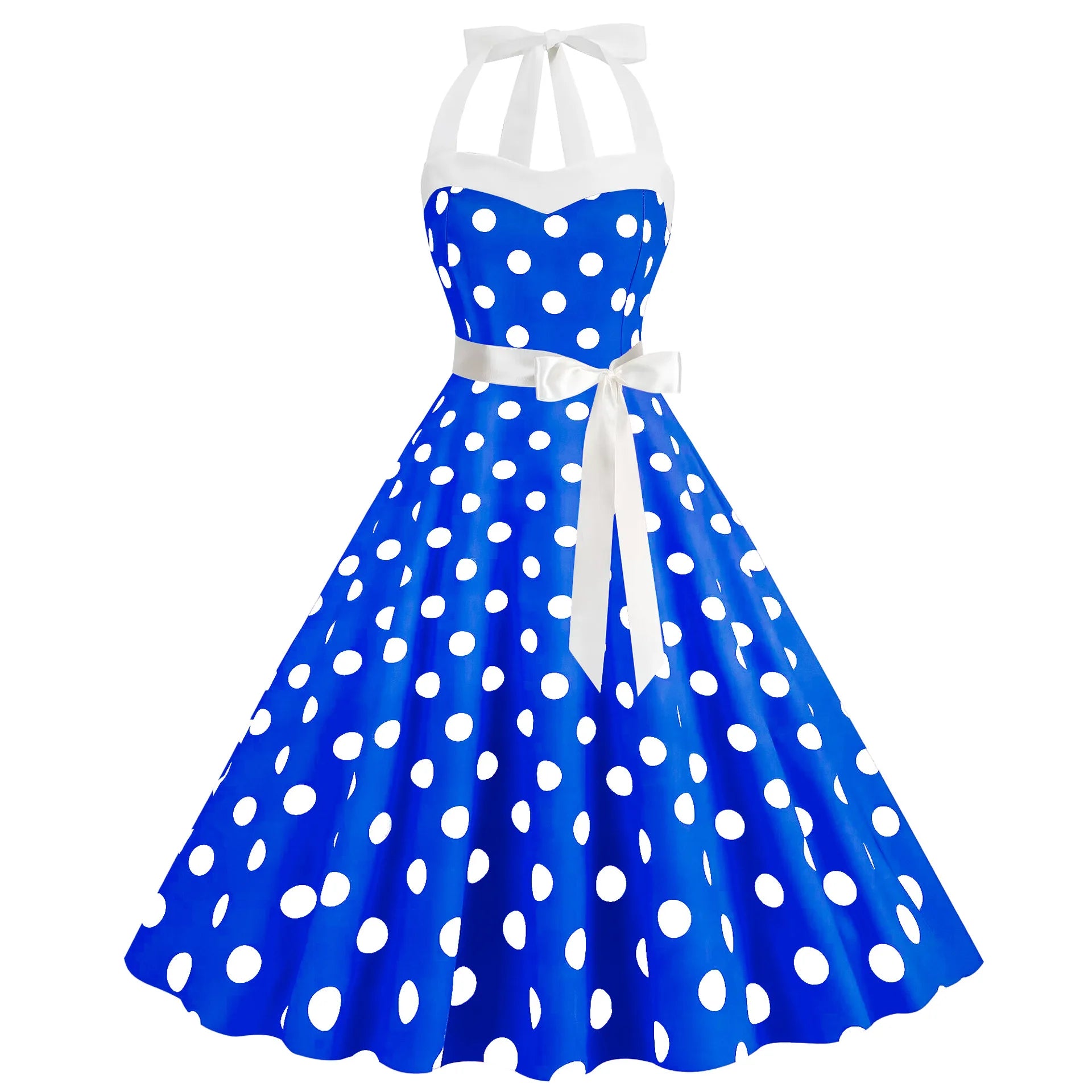 Elegant Women Pink Polka Dot Dress Summer Robe Hepburn 1950s 60s Vintage Sexy Halter Rockabilly Retro Party Dresses 2026 Vestido
