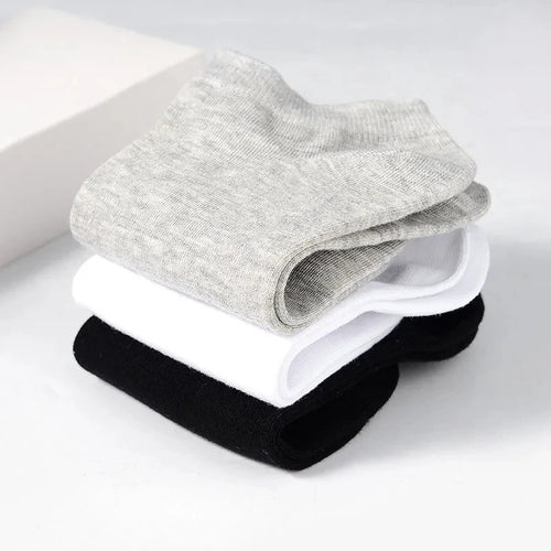 10pairs / Low Black And White Gray Cotton Socks Men's Socks Breathable Sports Socks Men's Short Socks Women's Socks EU37-44