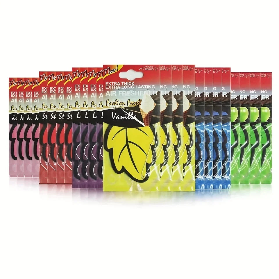 3-60pcs Car Air Freshener Natural scented tea paper Auto Hanging Vanilla perfume fragrance Leaf Shape car accessories interior