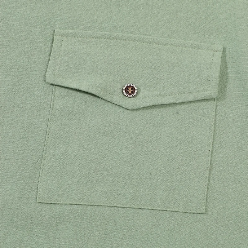Men's Linen Casual Short Sleeve Shirt Lapel Collar Button Lightweight Breathable Summer Daily Beach Vacation Work Shirt for Men