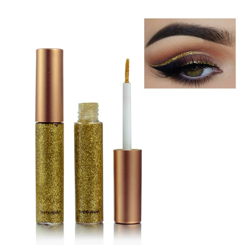 Long Lasting Glitter Eyeliner Kit 10 Vibrant Shades Metallic Sparkle Smudge Proof Easy Apply Eye Liner Makeup Set