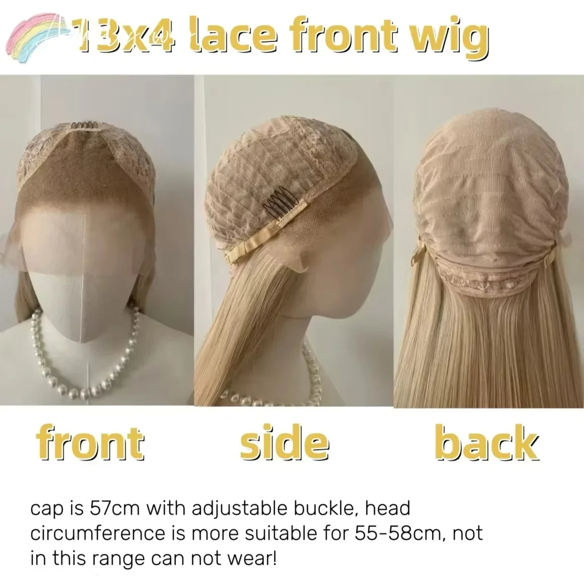 Ashely Platinum Blonde Wig 26inch 13x4 Lace Front Wig Long Straight Synthetic Lace Wigs High temperature Fibers for Cosplay