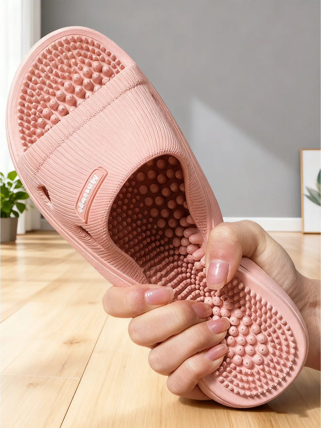 Summer Non Slip Solid Color Slippers for Men PVC material  Massage Comfortable Durable Bathroom Shoes Cool Pool