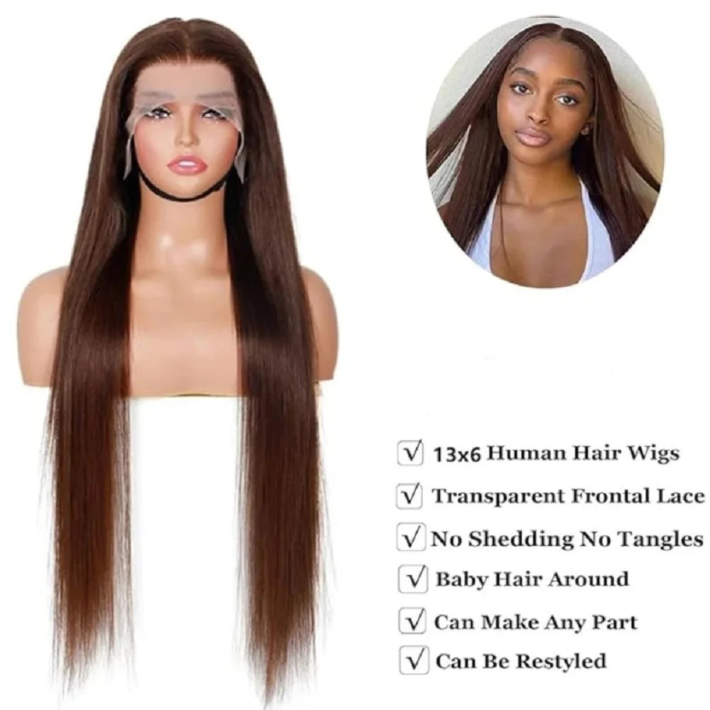 Chocolate Brown Lace Front Wig 13x4 Brown Wig Lace Front Wig for Women 13x4 13x6 lace Human Hair Wig for Daily Wear 40 46 inches