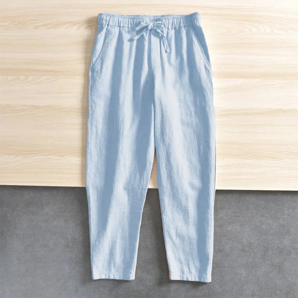 Men's Casual Pants Baggy Streetwear Men Joggers Cotton Linen Sports Trousers Long Straight Pants for Men