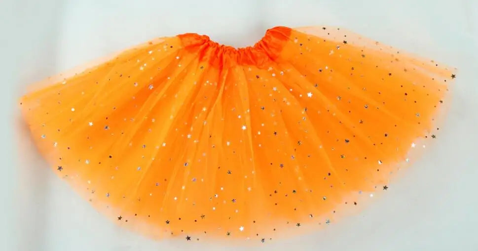 Kids Baby Star Glitter Dance Tutu Skirt For Girl Sequin 3 Layers Tulle Toddler Pettiskirt Children Chiffon 2-8T