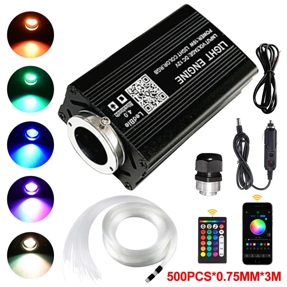 Car Starry Sky Light Auto Home Fiber Optic Lights Atmosphere Lamp Music Control Ceiling Lights RGB 12W 8 Colors Car Styling DIY