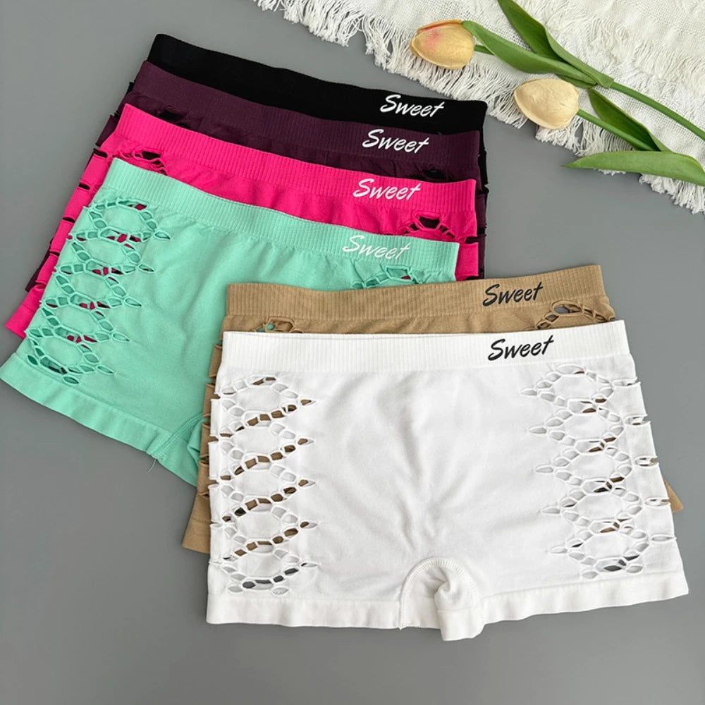 Seamless Sports Underpants Skirt Seamless Knickers Shorts Under The Skirt Sexy Side Mesh Hollow Out Boxer Panties Safety Panty