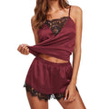 Lace Pajama Sets Ice Silk Women Pijama Mujer Strap Sleeveless Sexy Sleepwear Short Lingerie Set Female Night Wear