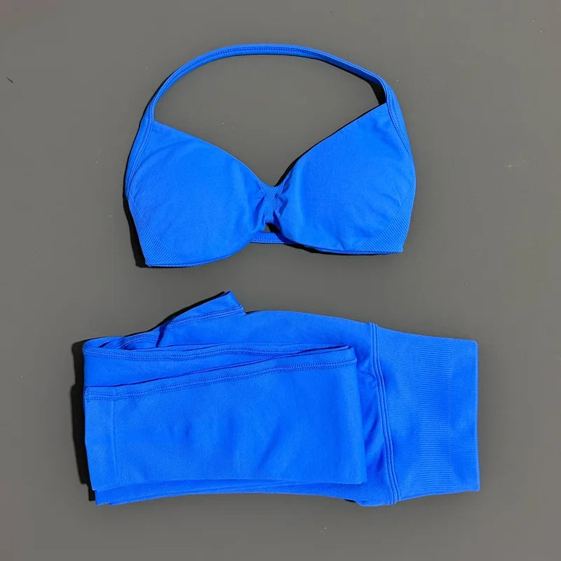 2 Piece Yoga Clothes Women Tracksuit Athletic Wear Pilates Fitness Suit Gym Workout Push Up Clothes Sports Bra Leggings Suit