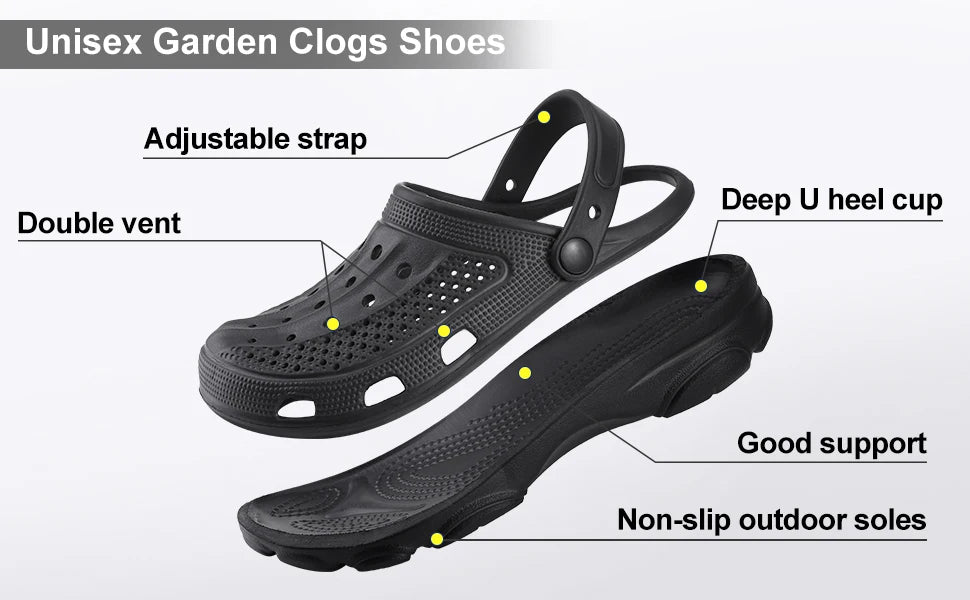Smile Pop Casual Men Clogs Slippers Band Summer Slippers Outdoor Non-slip Beach Cozy Men Shoes Soft EVA Home Breathable Slippers