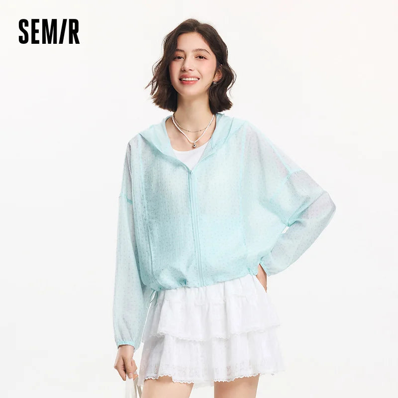 Semir Jacket Women Floral Print Girly 2025 New Summer Oversize Hooded Jacket Sweet for Casual and Trendy Outfits