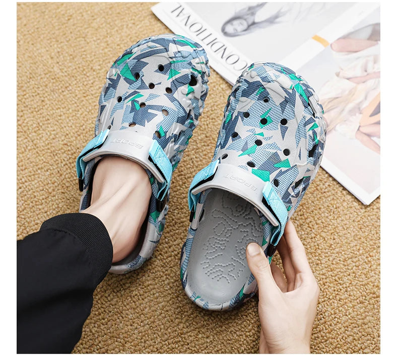 Shoes Men's Clogs Slippers Sandals 46 47 Male Garden Shoes Flat Camouflage Sandals Male Big Size Outdoor Flip Flops Home Clogs