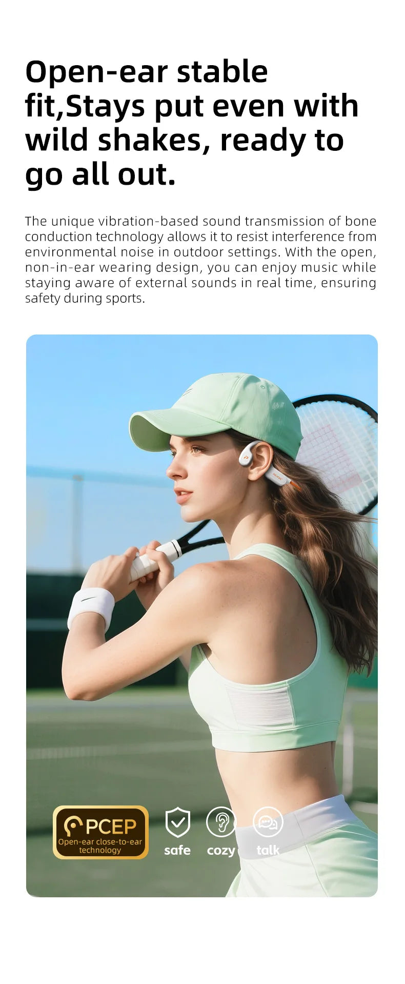 POLVCDG X9 Bone Conduction Earphones IPX8 Waterproof Open Swimming Earphones 32G Ear Hanging Earphones Tennis Running Cycling