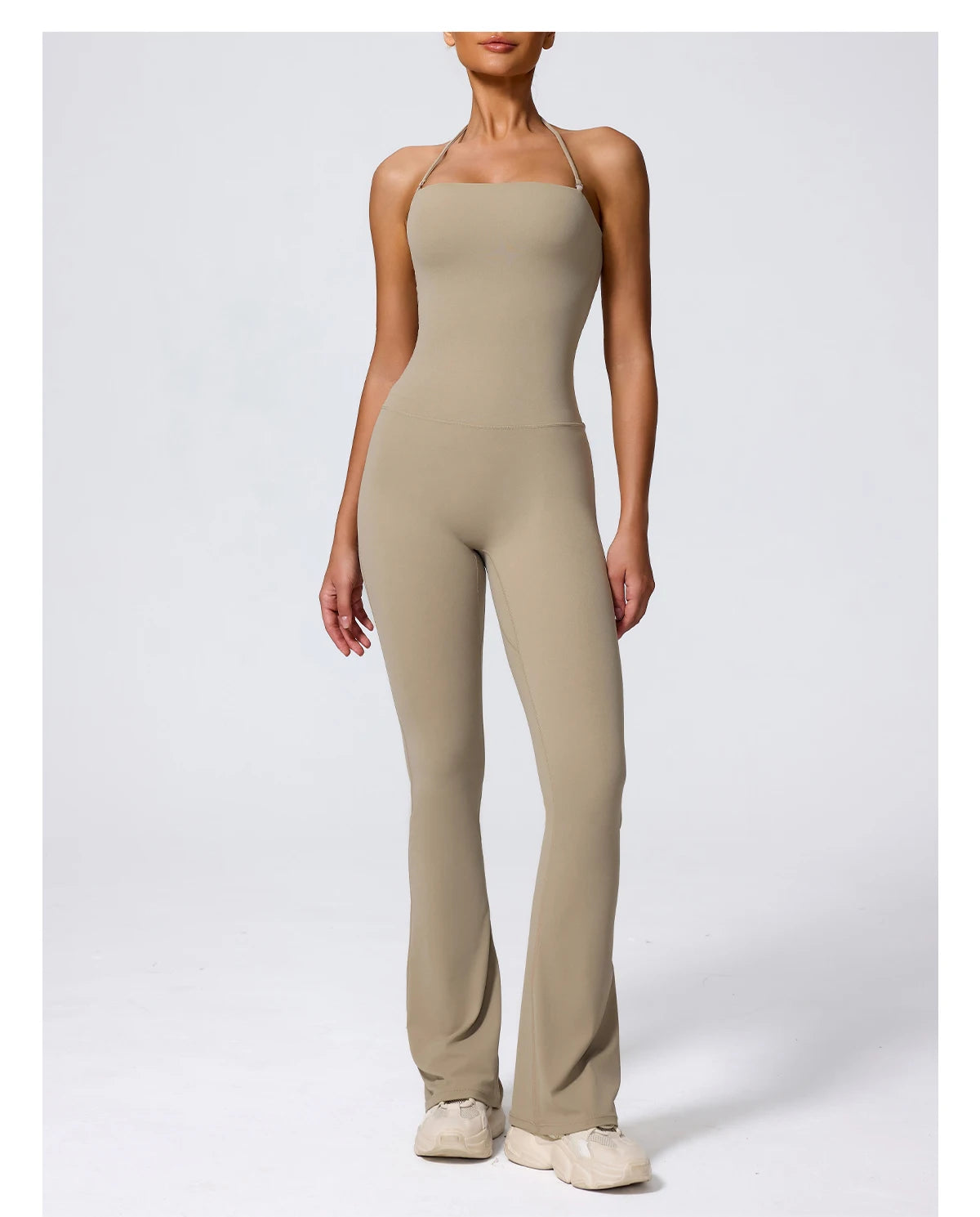 New Summer Women Sleeveless Yoga Jumpsuit Female Gym Flared Overalls Neck-hanging Backless Sportswear Sport Outfit For Woman