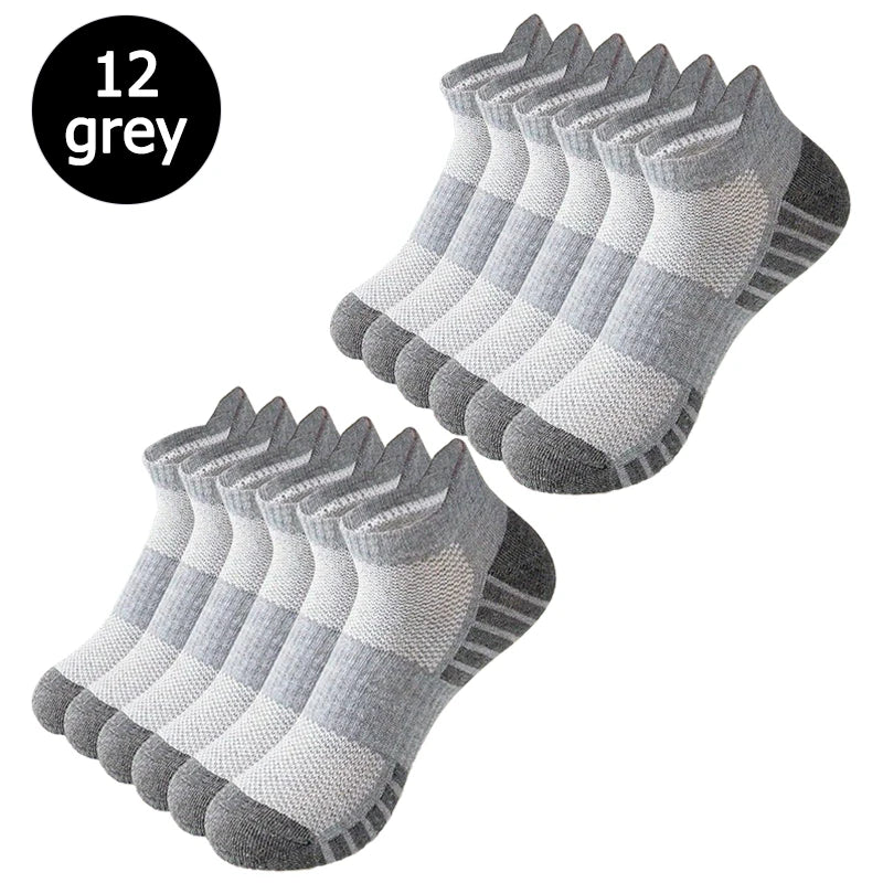 6/12 pairs of anti odor and sweat absorbing mesh breathable socks suitable for running outdoor sports men's and women's socks