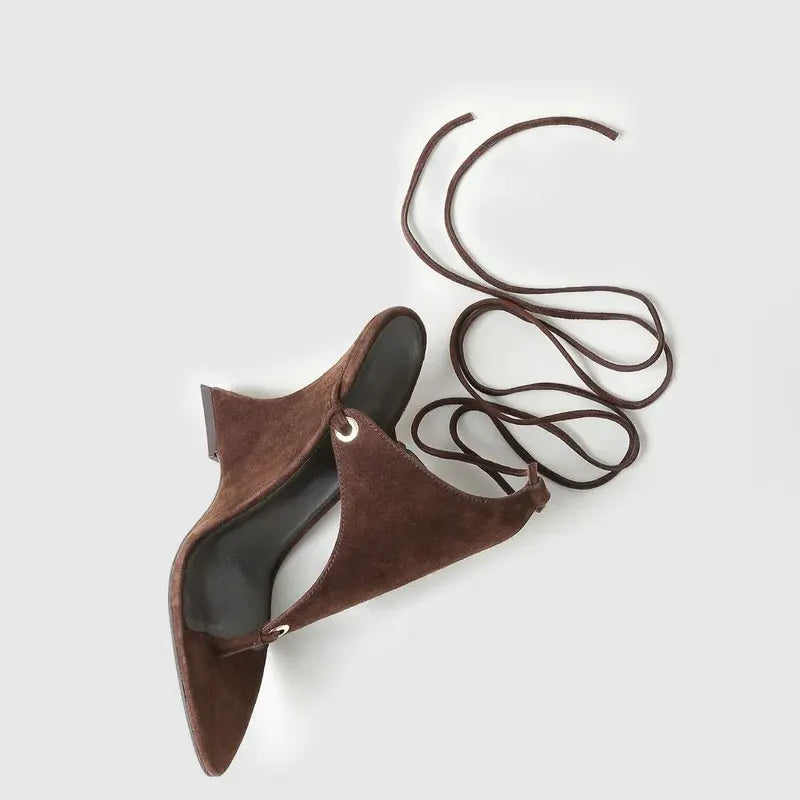 2026 European and American Women's Spring and Summer New Fashion Clip Toe Ankle Strap Irregular High Heels Walking Hollow Shoes